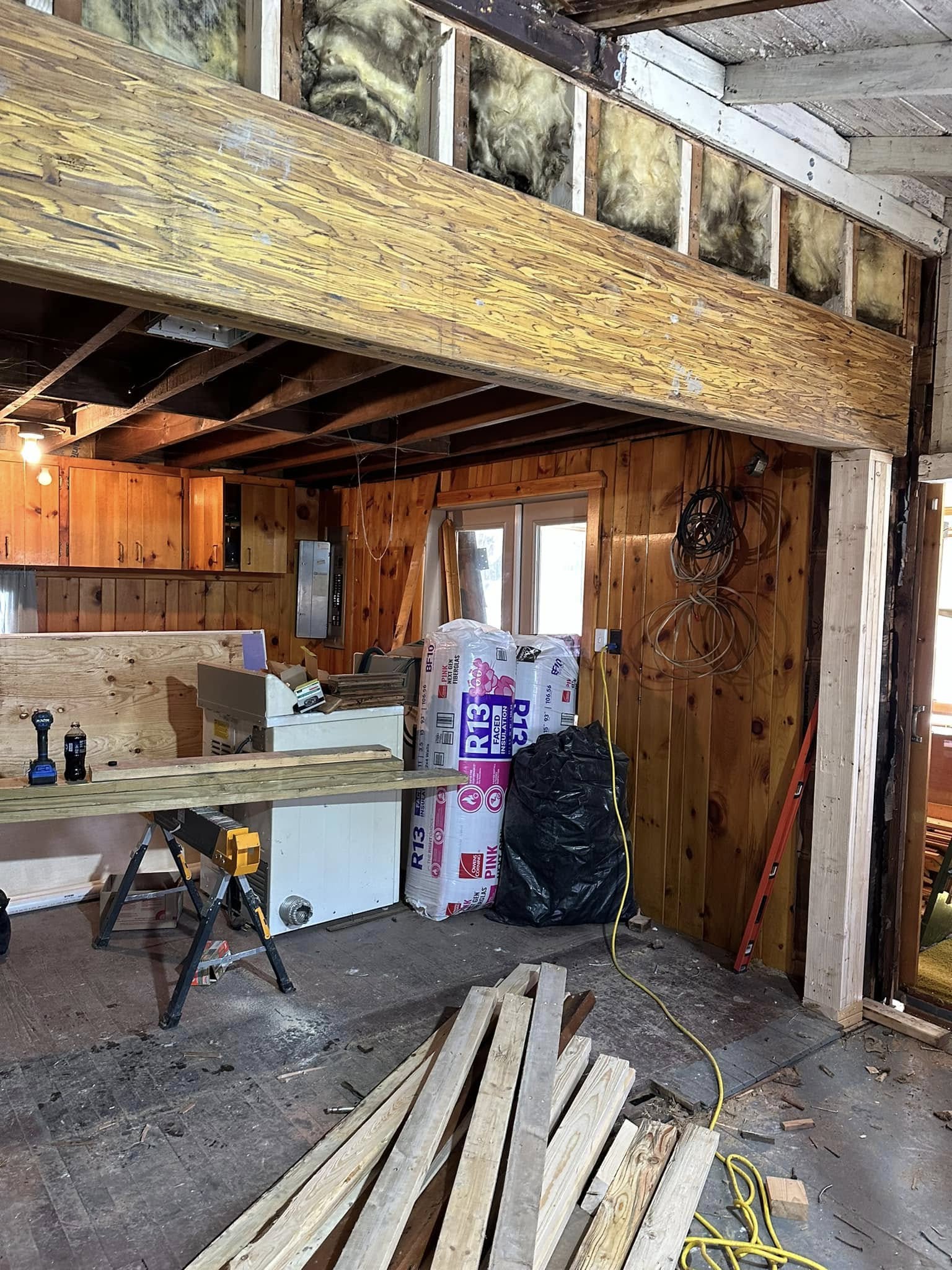 Room addition framing and construction in progress by Jay and Sons crew.